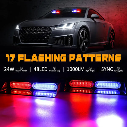 48LED In Strobe Windshield Warning Safety Flashing Beacon Trucks