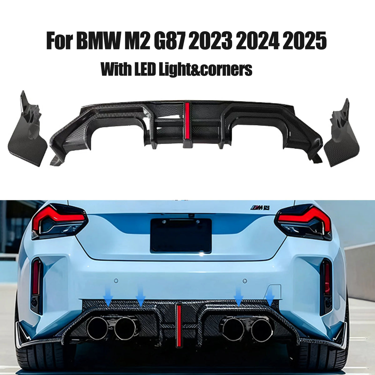 For BMW M2 G87 2023 2024 Rear Bumper Lip Diffuser Spoiler