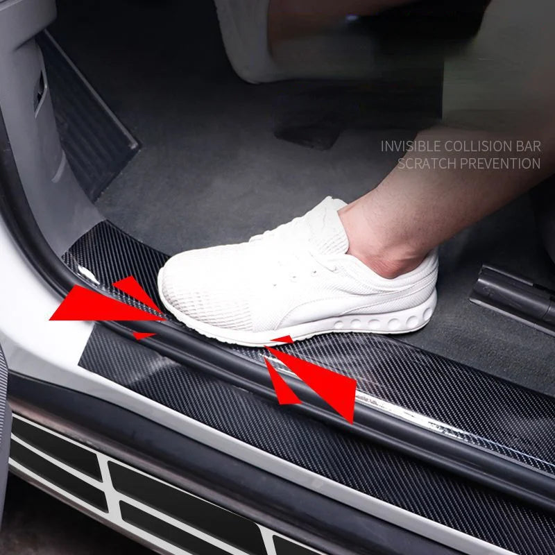 Nano Carbon Fiber Sticker Paste Door Sill Protector Bumper