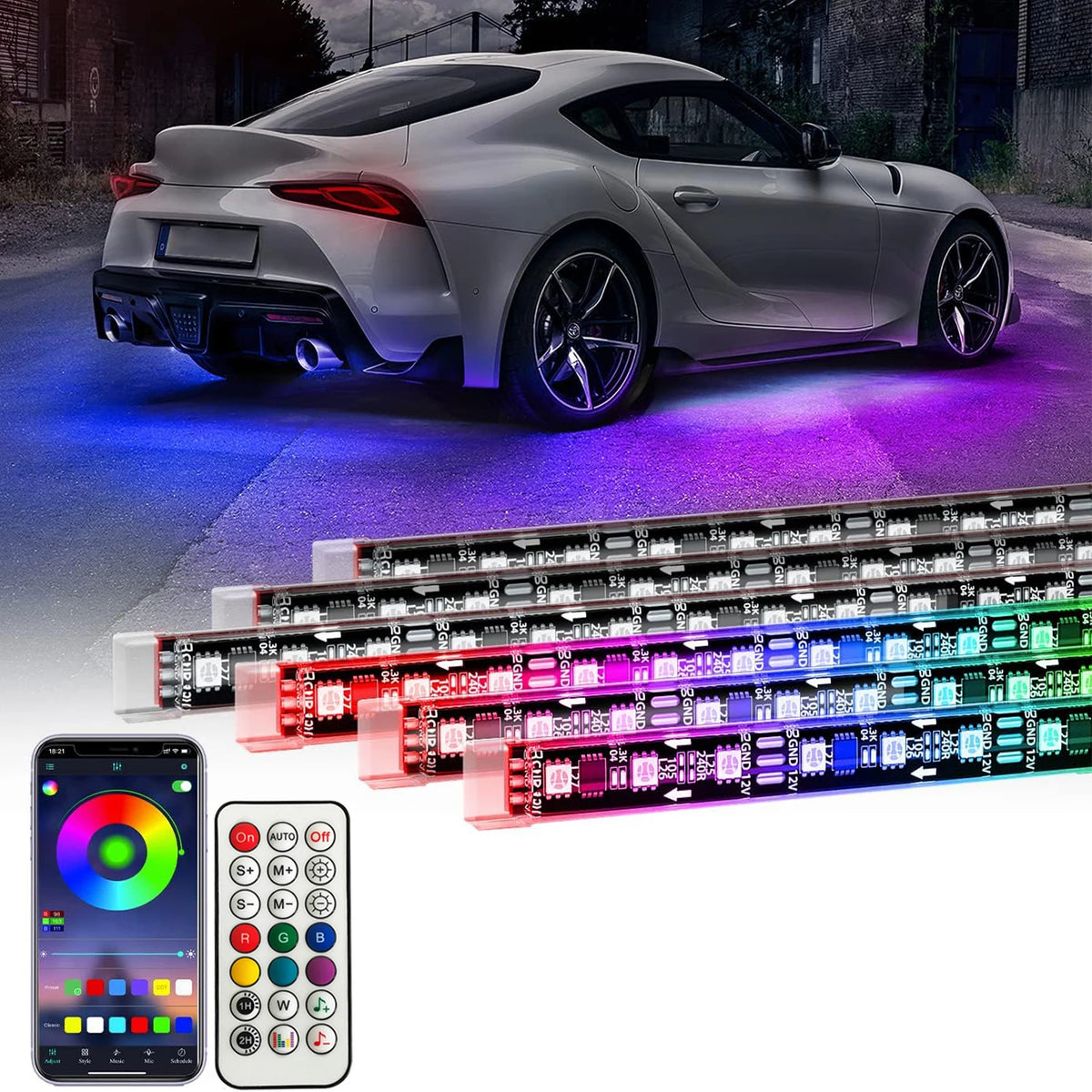 RGB Flexible Underglow Strip 12V Underbody Ambient APP Control