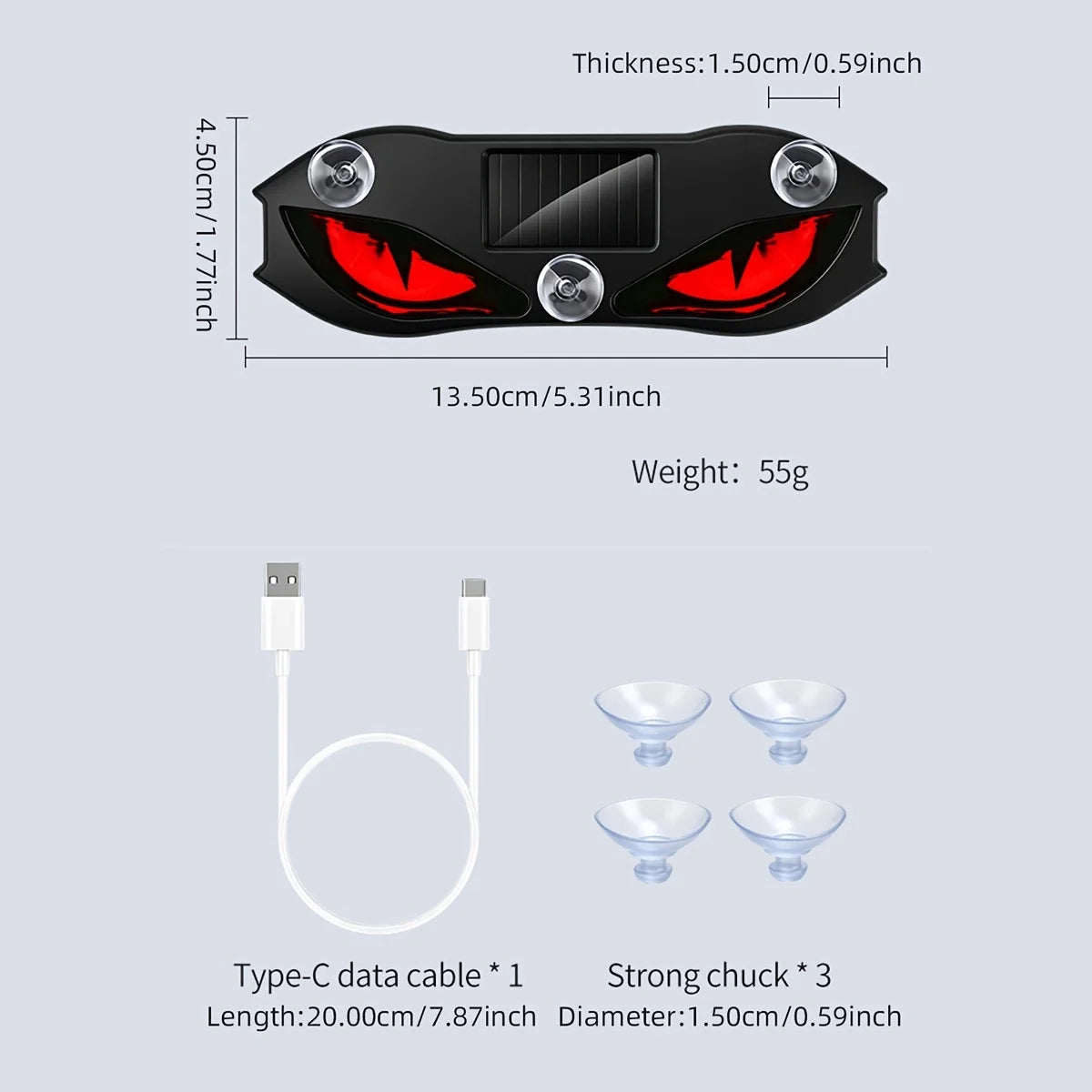 Solar Power Creative Demon Eye Cool Flashing Warning Dynamic