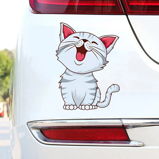 JT280 1PC Cute Lively White Cat Funny Cartoon Waterproof