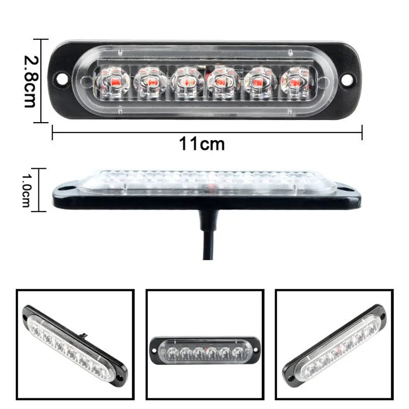 12V 4X4 Emergency Side Stroboscopes Grille Signal Red Blue