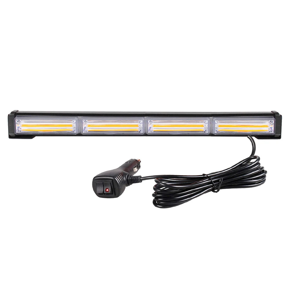 For Vehicle Safe 12V 24V Amber Cob Strobe Bar Sections Flasher
