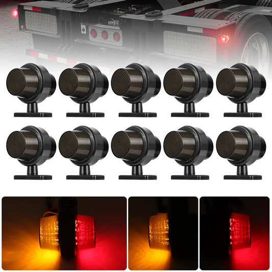10PCS Red Amber Trailer Outline Smoke Dual Face Side