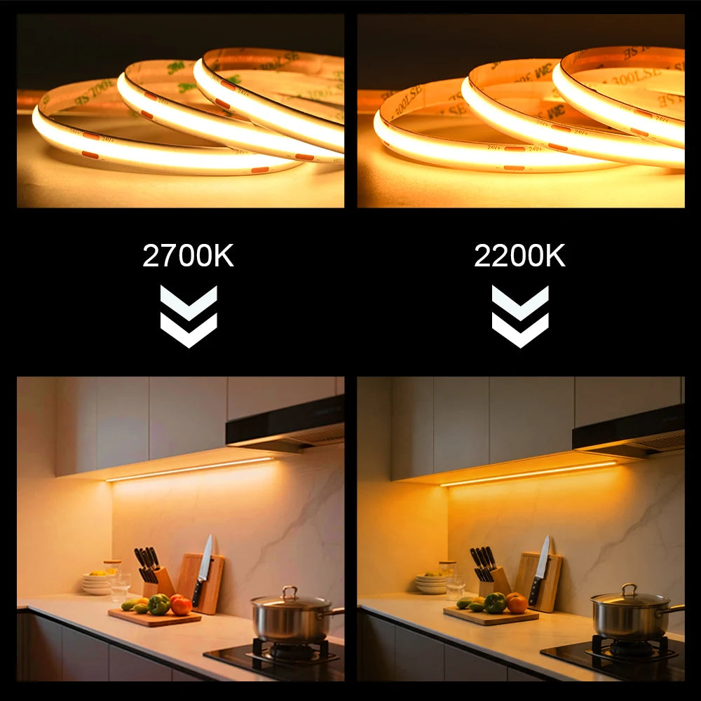 Ul Listed Cob Strip 2200K 2700K 480 Leds M