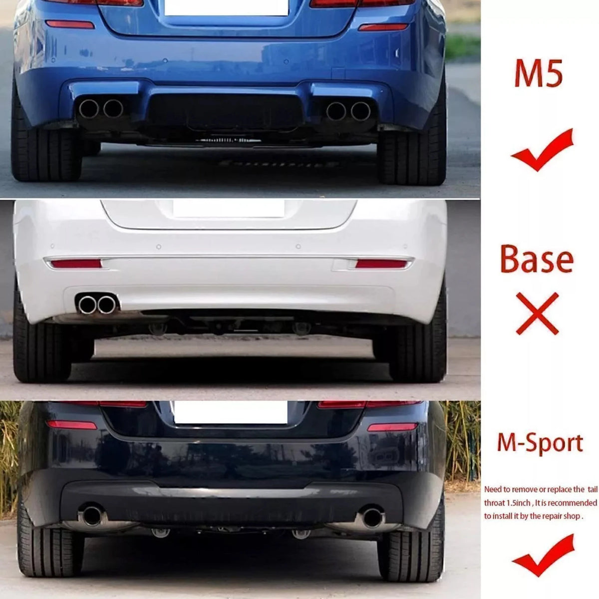 For BMW F10 5 Series M-Sport M5 2011-2016 Rear Bumper Lip