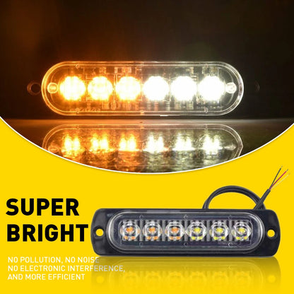 For Engineering Vehicles 8PCS Amber White 6LED Truck Emergency