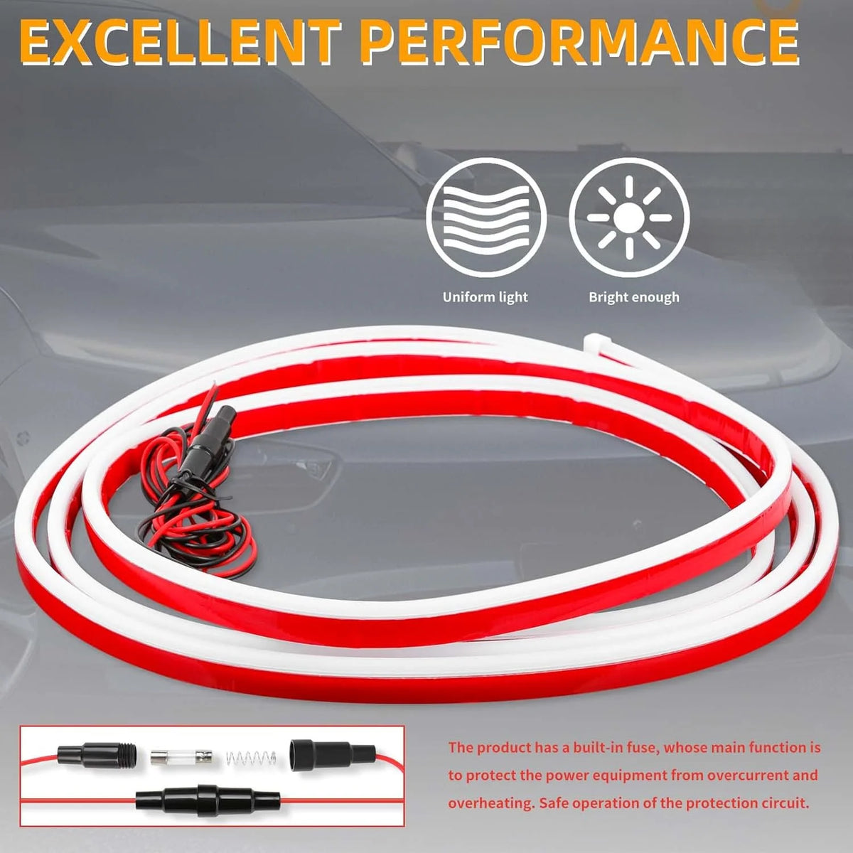 Hood Strip White Exterior Dynamic Flexible Fuse Protection