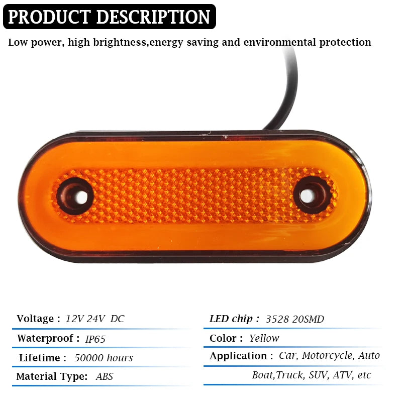 8PCS 12V 24V Side Front Rear Clearance Marker Parking