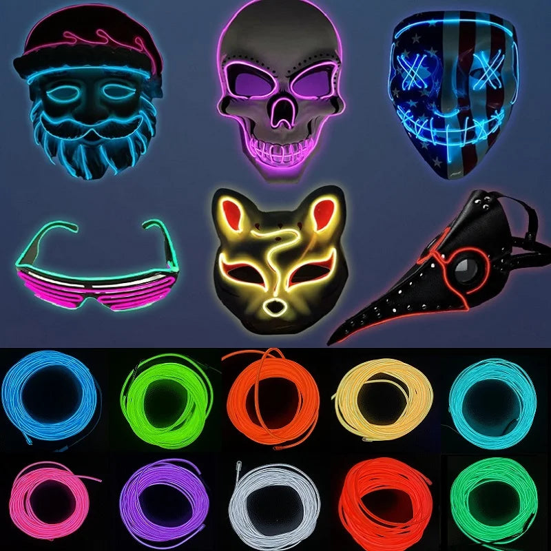 1M Glow El Wire Neon Cable Christmas Dance Party