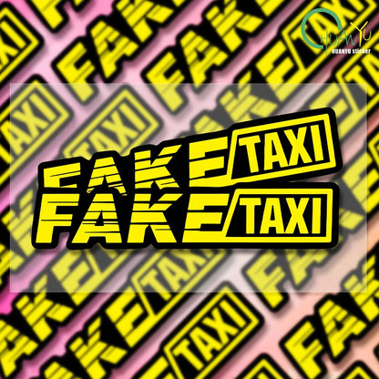 Yellow Fake Taxi Logo Pvc Waterproof Window Laptop Trunk