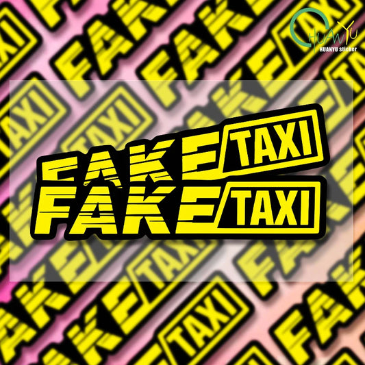 Yellow Fake Taxi Logo Pvc Waterproof Window Laptop Trunk