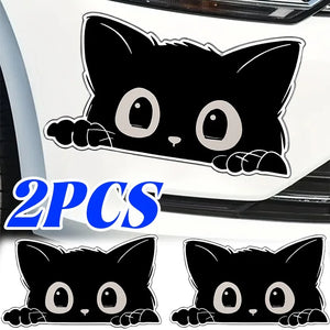Waterproof Sticker Black Cat Peeking Eyes Anti Scratch Funny