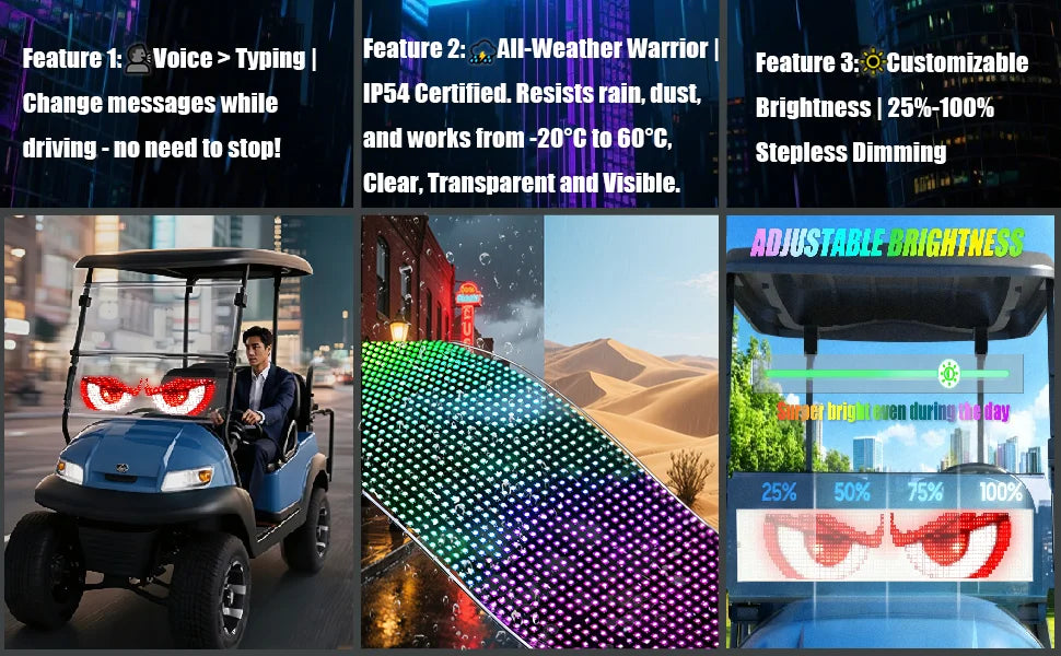 Transparent Windshield Matrix Display Ai Voice RGB Pixel Panel