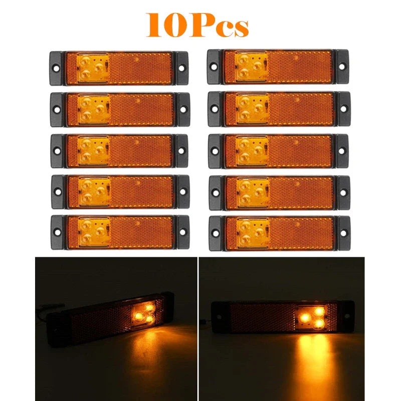 10PCS 12V 24V Side Marker Clearance Turn Signal Reflector
