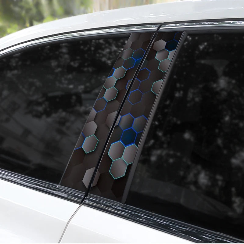 2PCS Polygon Image Decal Door Pillar Sticker Vinyl B