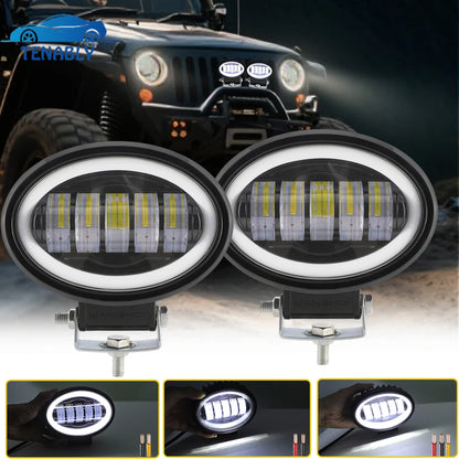For Off Road Motorcycle ATV Utv Round Pods Drl Angel Eyes