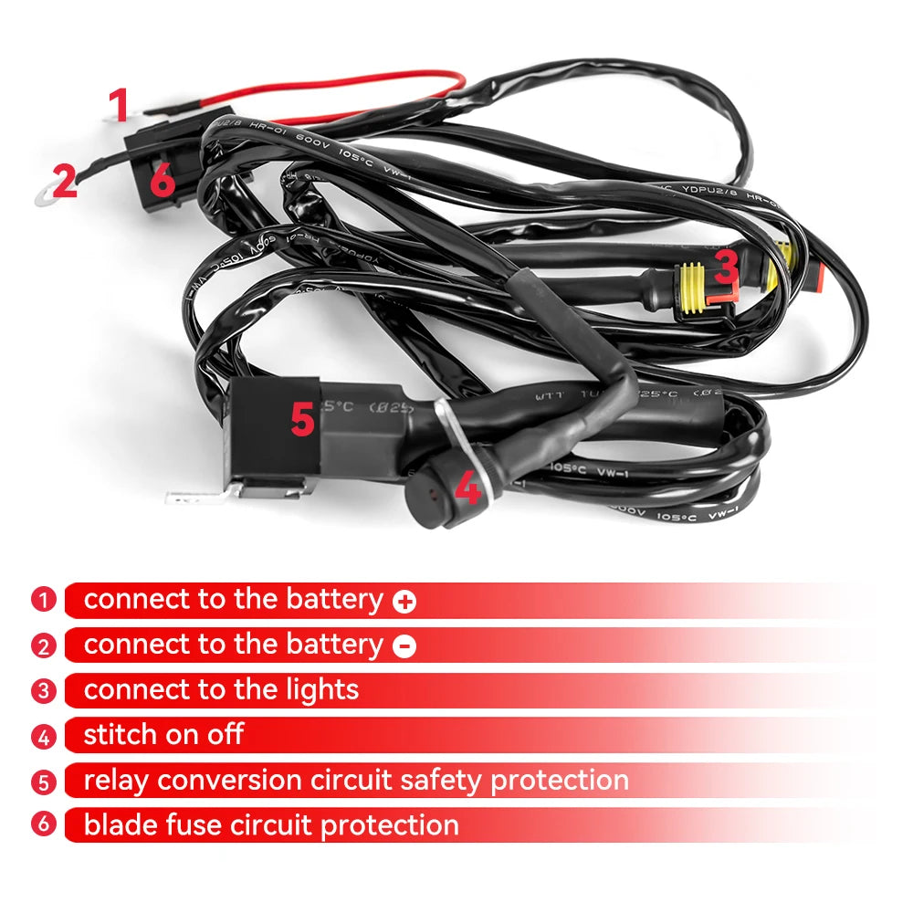 Motorcycle Fog Wiring Harness Headlamp Refit Relay Wire Motorbike