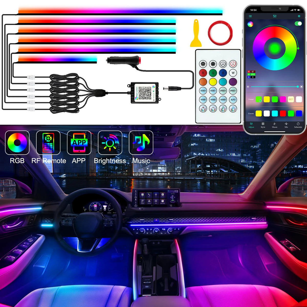 For Tesla Model 3 Y S Symphony Ambient Interior RGB Streamer