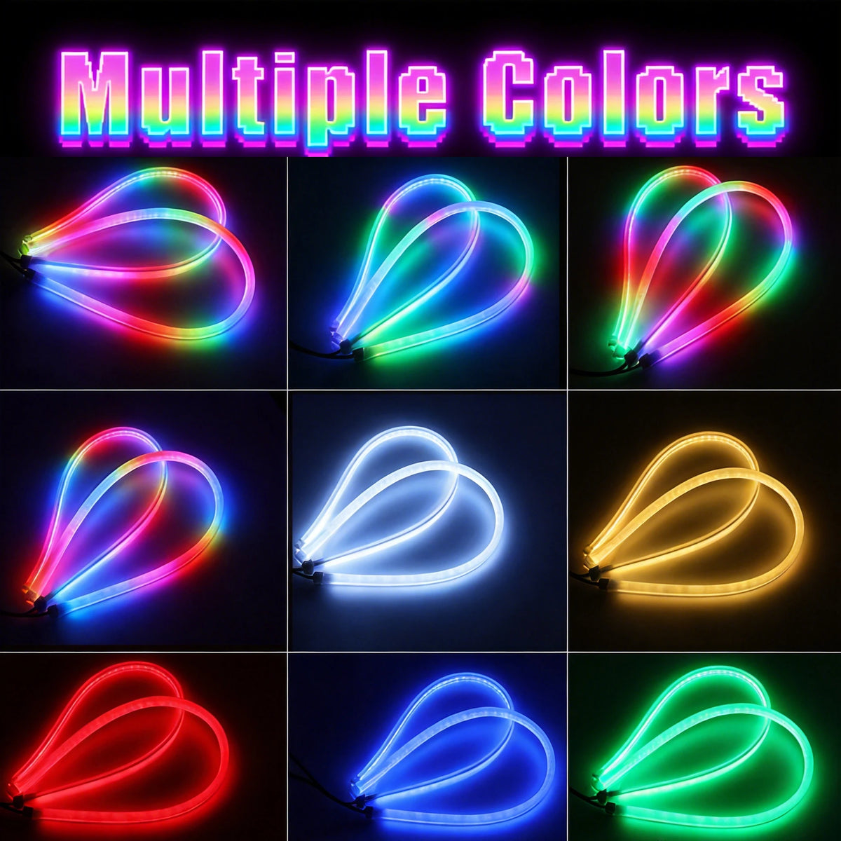Dynamic Drl RGB Headlights Strip Sequential Tun Signal Neon