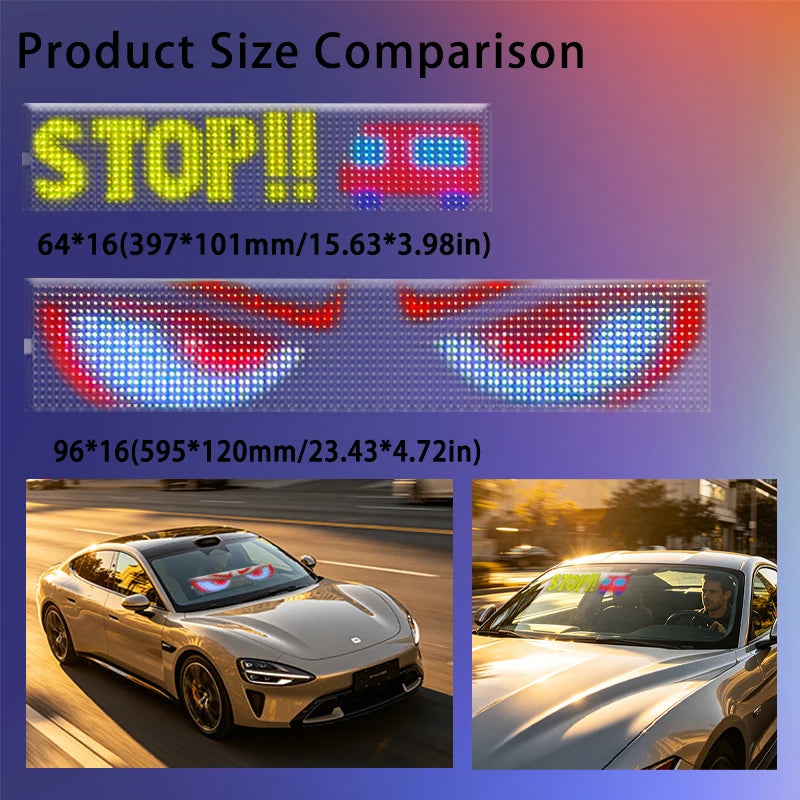 Dynamic Devil Eyes Truck Windshield USB Display Transparent Soft