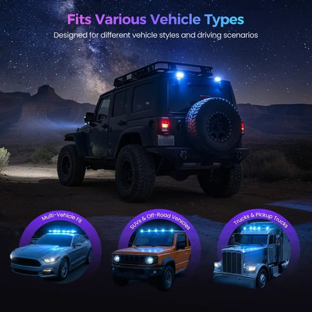 Solar Roof RGB Strobe Trucks SUV Wireless No Drill