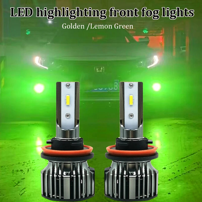 2X 3570 60W H4 Lemon Green Fog Bulb H8