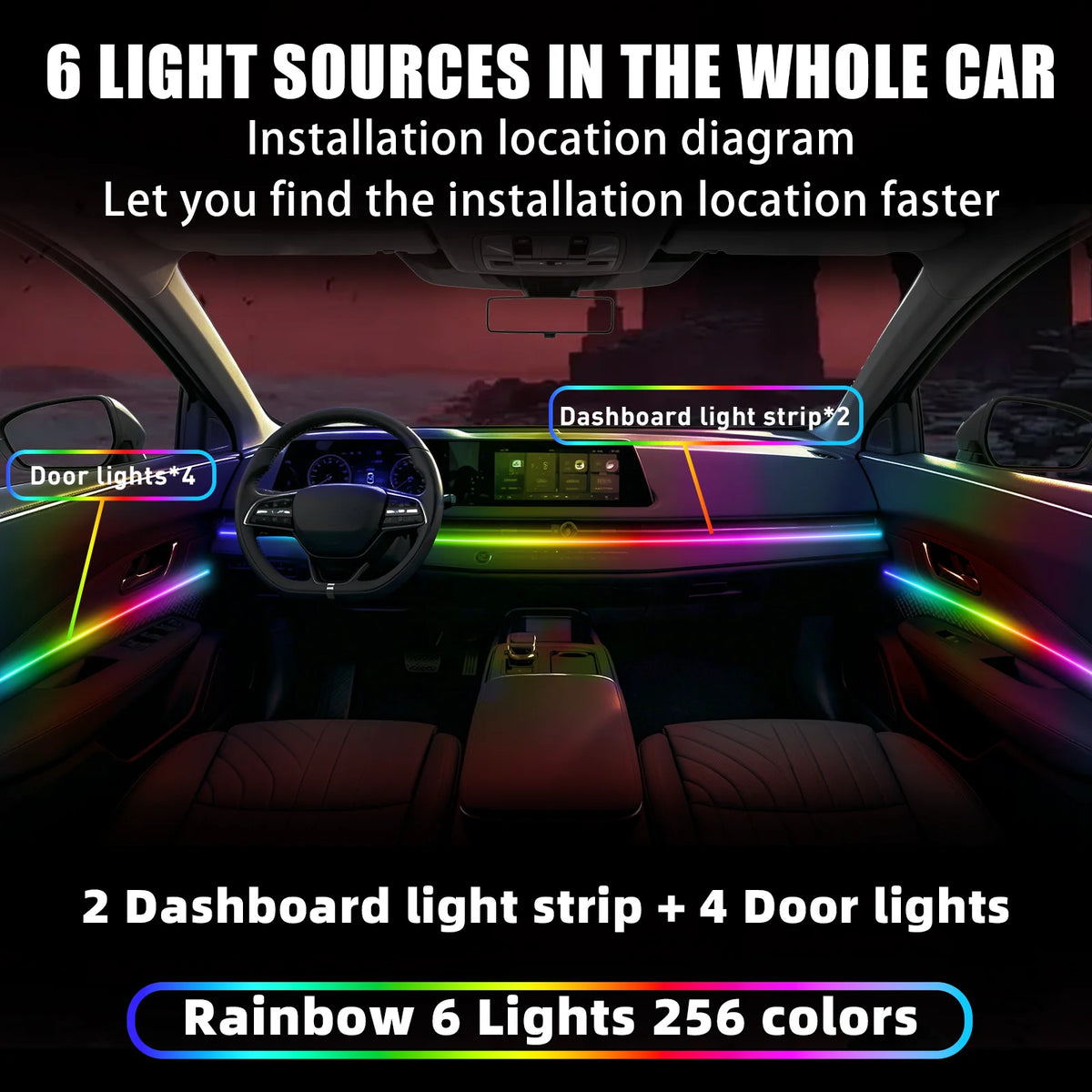 For Toyota 4Runner 2020–2025 Dreamcolor 6 Kit 256 Colors Ambient