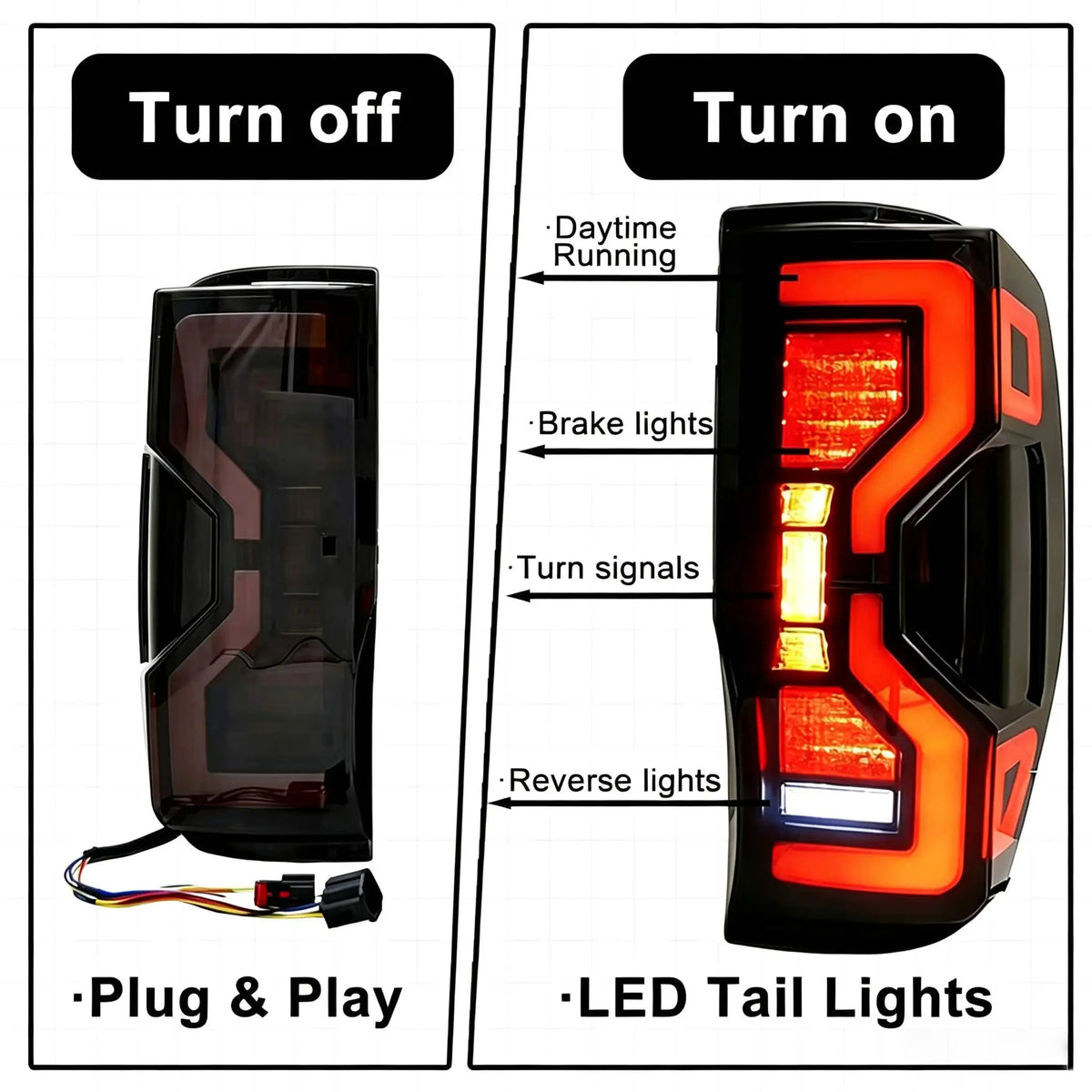 For Ford Ranger LED Rear Tail Assembly T6 T7 T8 Reverse Driving