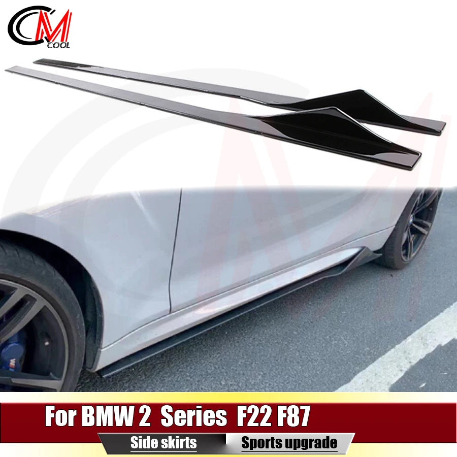 For BMW 2 Series F22 M2 F87 Side Skirts Bumpers ABS Gloss Black