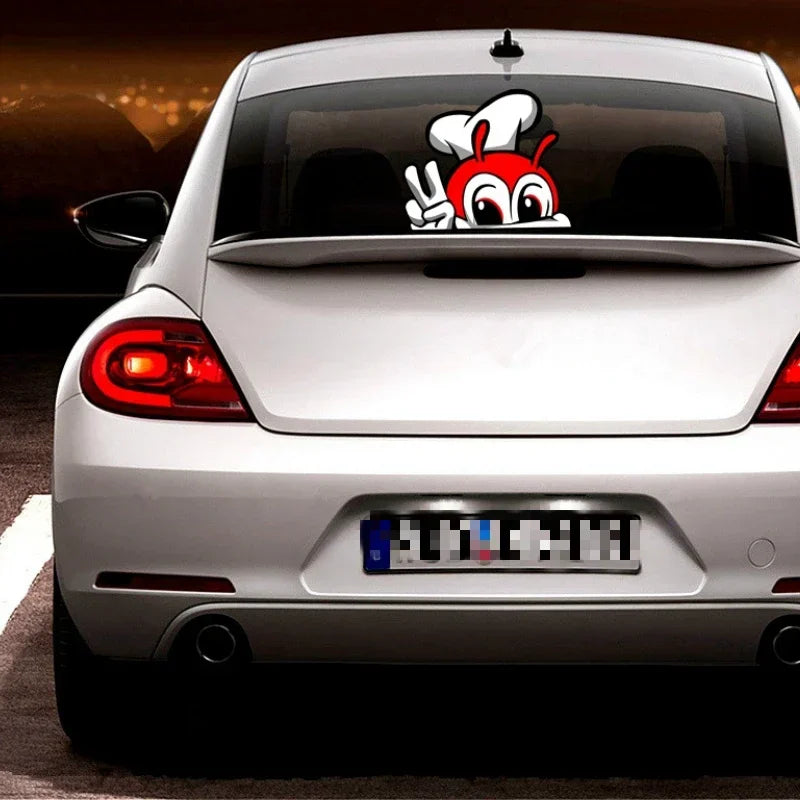 For Honda Lada BMW Audi Jeep 3D Cute Jollibee Peeking Anime