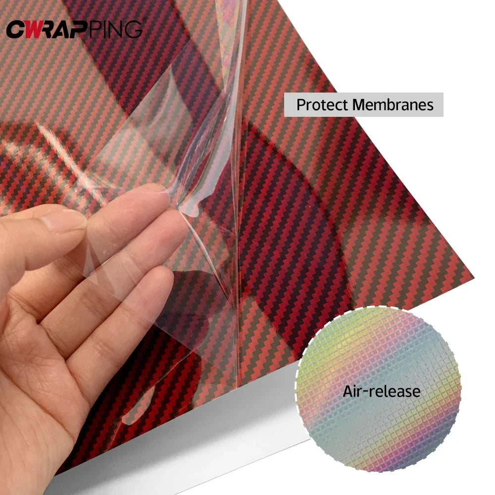 For Motorcycle Carbon Fiber Film Laser Stickers Red Glossy Vinyl