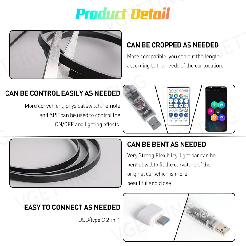 For Tesla Model 3 Y S X 6IN1 Interior Ambient Full Color RGB 110