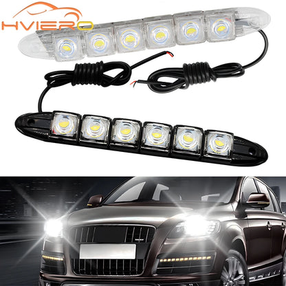 2X Day Drl Daytime Running Flexible 6LED Parking White