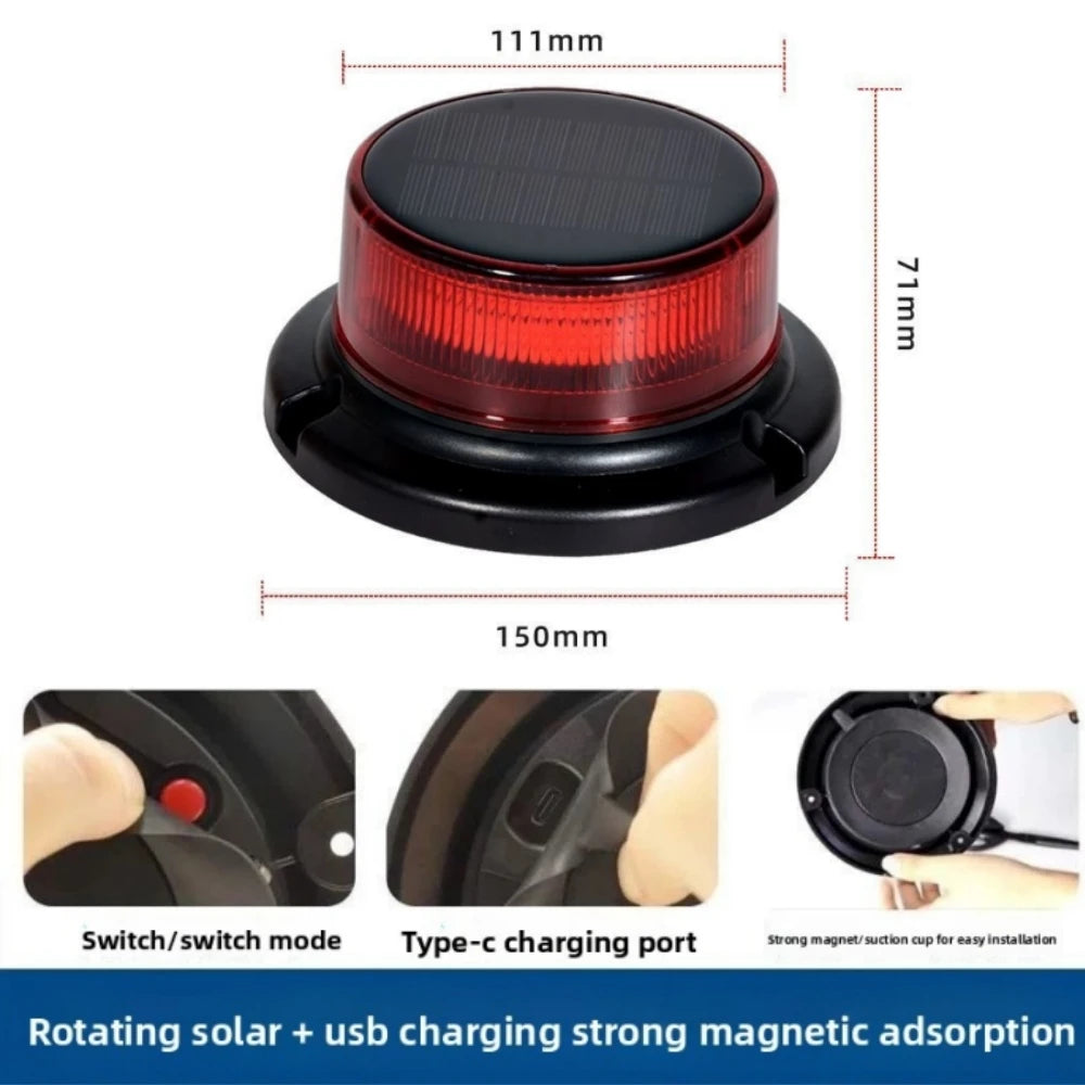 Solar Powered Roof Strobe Magnet Flash Warning Emergency Night