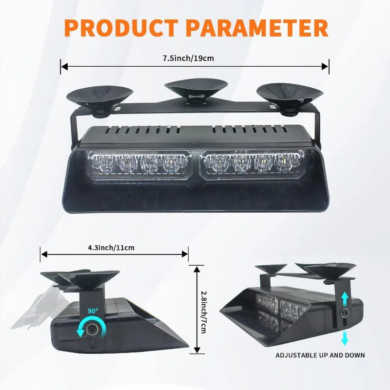 For Vehicles Front Rear Windshield In Emergency Strobe Suction