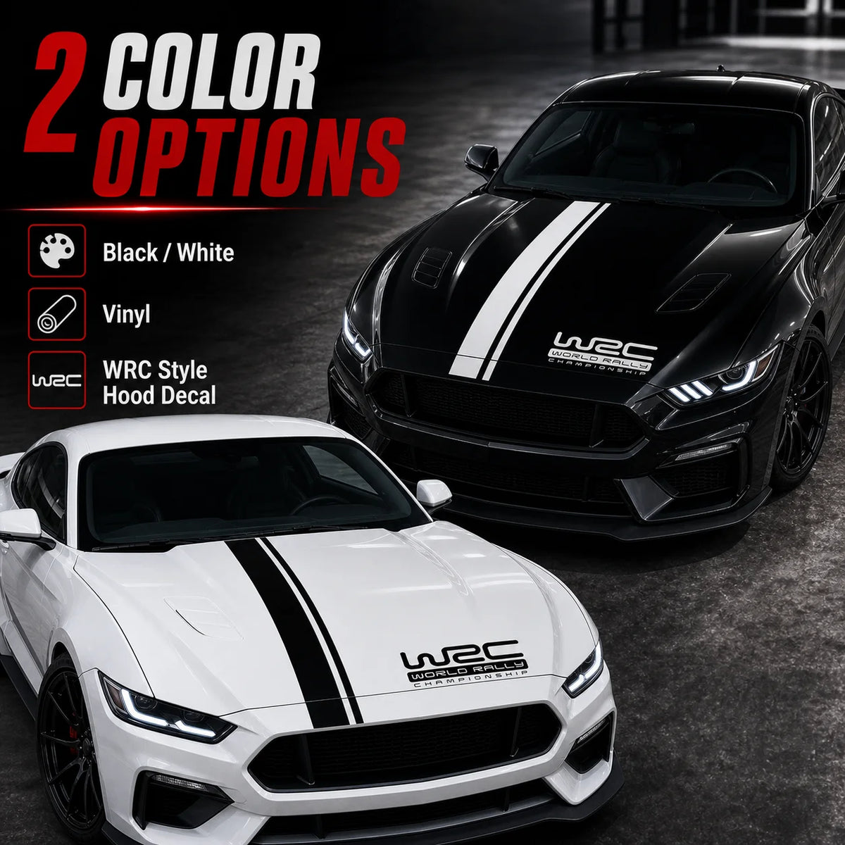 For Sedan Wrc Racing Hood Stripe Decal Black White Vinyl Bonnet