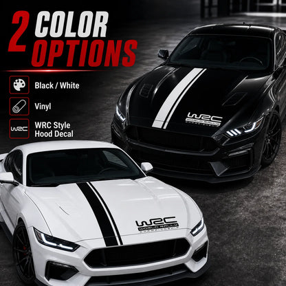 For Sedan Wrc Racing Hood Stripe Decal Black White Vinyl Bonnet