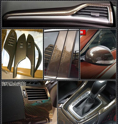 Ultra Gloss Gold Black Twill 2D Carbon Fiber Vinyl