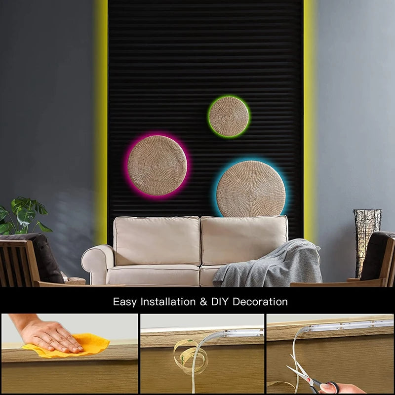 For Indoor Room Decor RGB Cob Strip Bar Meters 12V 24V Flexible