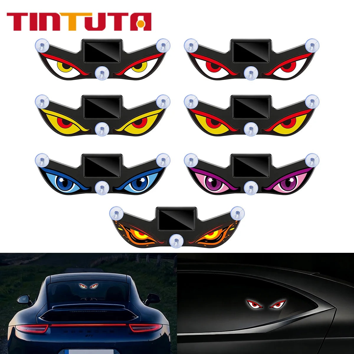 Solar Powered Neon Ambient Wireless Dynamic Demon Eye Windshield