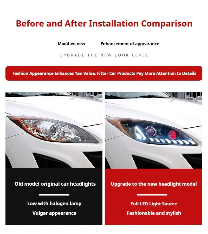 For Mazda 3 Headlights 2011-2015 Upgrade Ft Projetor Headlamp