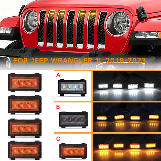 For Jeep Wrangler Jl 2018 2019 4PCS Front Grille 2020 2021 2022