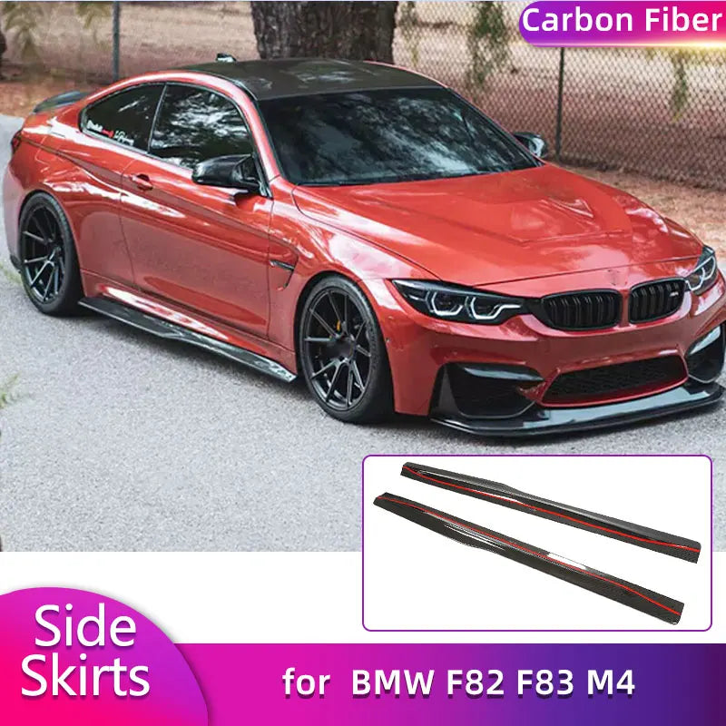 For BMW F82 F83 M4 Coupe Carbon Fiber Side Skirts Extensions