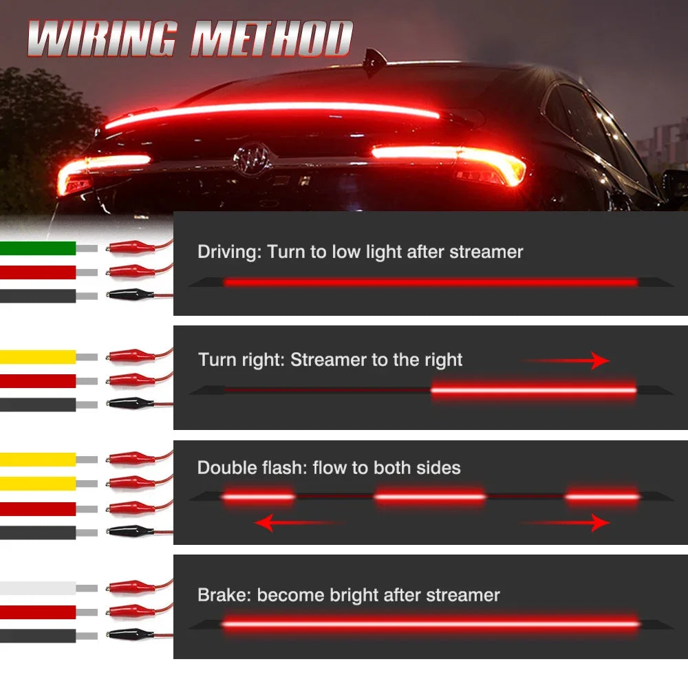 12V Rear Spoiler Mount Brake Stop Warning Turn Signal