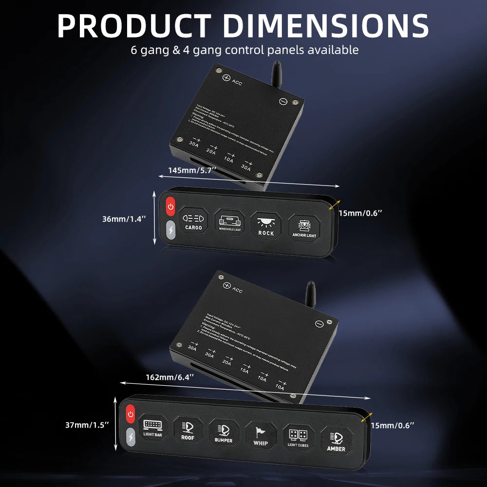 For ATV Co Wireless Control Gang Switch Panel Flash RGB Gangs