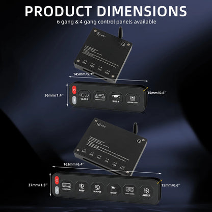 For ATV Co Wireless Control Gang Switch Panel Flash RGB Gangs