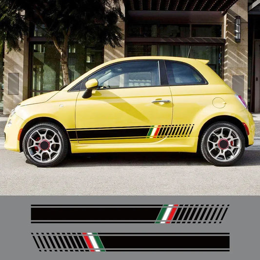 For Fiat 500 Abarth 595 2PCS Both Door Side Stickers Body Decor