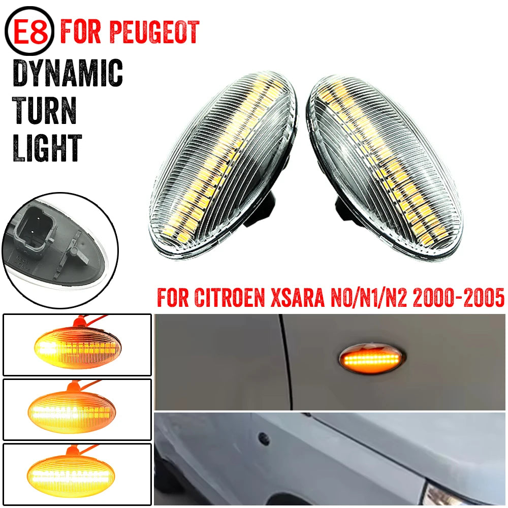 For Peugeot 307 206 407 107 Pair Dynamic Turn Signal Side Marker